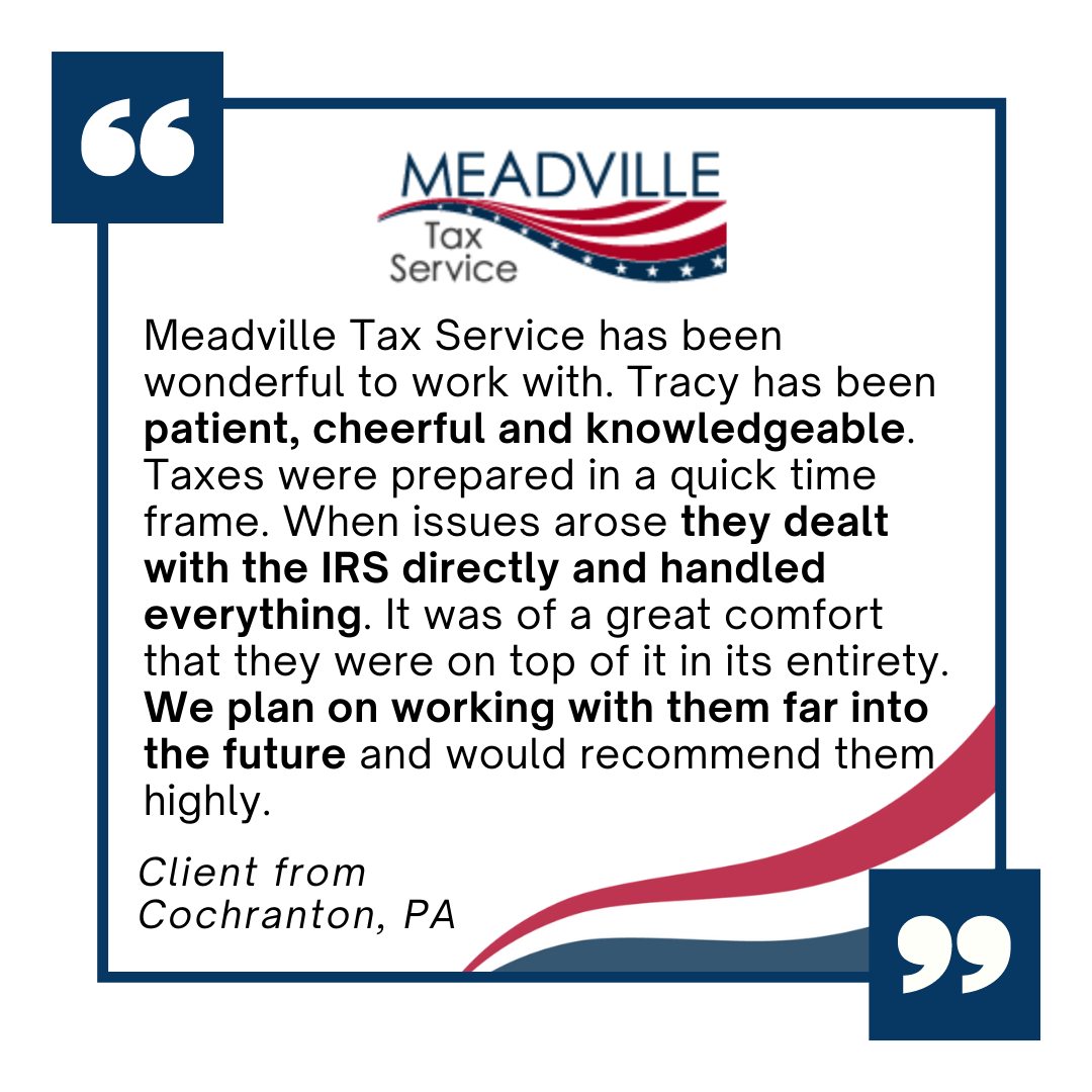 Meadville Tax Service Testimonial #6